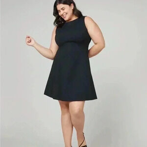 SPANX Women's Black Fit & Flare The Perfect Black Sleeveless Dress 2x ponte knit